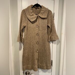 Fever Size M Brown Cardigan Sweater Coat Jacket Peter Pan Collar Big Buttons